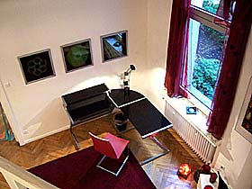 Work table by the window in the great apartment