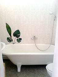 the bathroom with bath tube