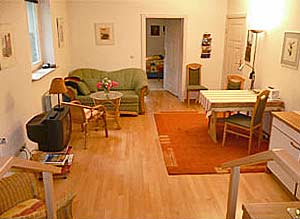 Living-kitchen area of the smaller apartment