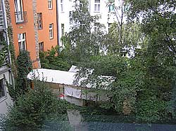 view into the quiet courtyard