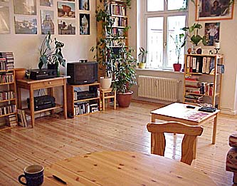 The living room with view to the TV-tower and to the water tower. - Self catering apartment berlin