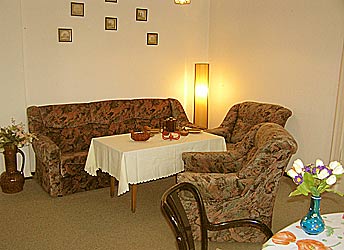saloon with a couch and armchairs