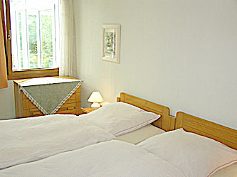 De grote slaapkamer met twee bedden