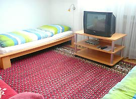 Parquet room with two single beds