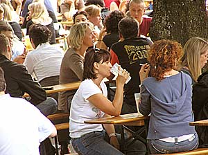 sitting in a beergarden in Munich