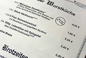 wei&szlig;wurst as breakfast in  Munich