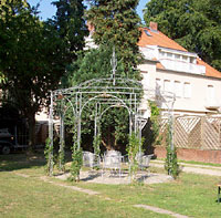 Rose pavillon in garden