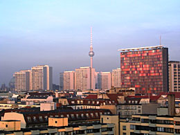 view of Berlin skyline from apartment in Berlin Kreuzberg near Potsdamer Platz