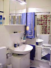 Badkamer, die kan worden medegebruikt, met bad/douchemogelijkheid