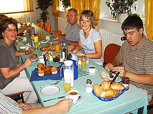 a comfortable breakfast table