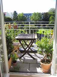 Balcony of the apartment in Munich Isar river