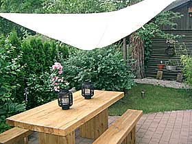 Seating area at the rear of the house.