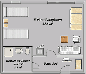 layout of a 2-persons-apartment