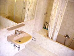 Das Bad mit Badewanne