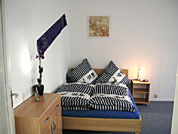 Dubbel bed in het appartement aan de Potsdamer Platz