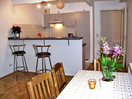 spacy kitchen, dining table