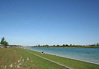 Lake in the landscape park in Munich