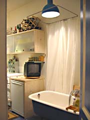 Kitchen with bath tube